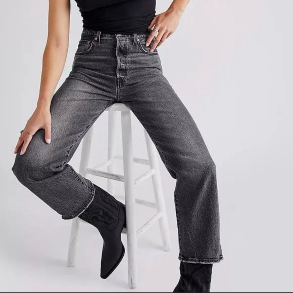 Free people Levi's high rise Women's ribcage straight leg Gray Jeans